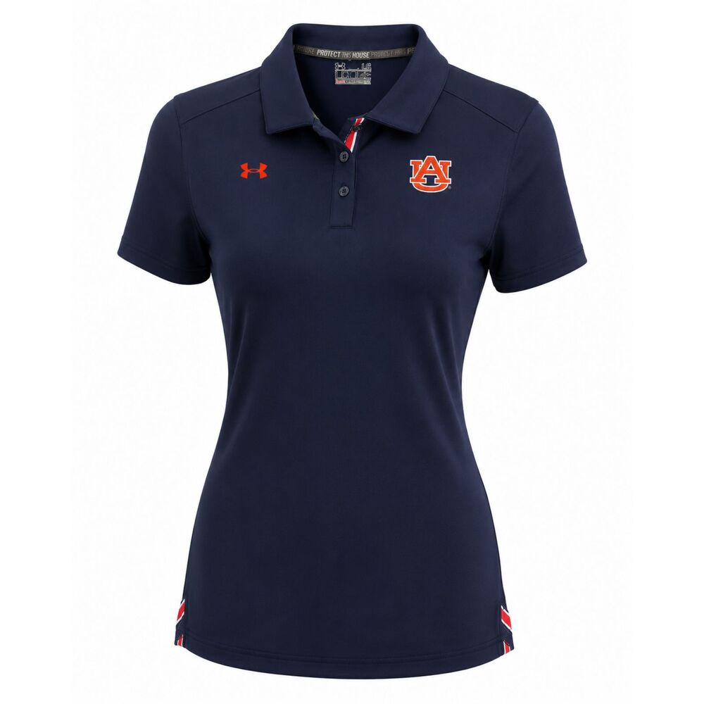 Auburn Tigers Polo Golf Shirt Womens XL Blue Heat Gear Under Armour - Fast Ship